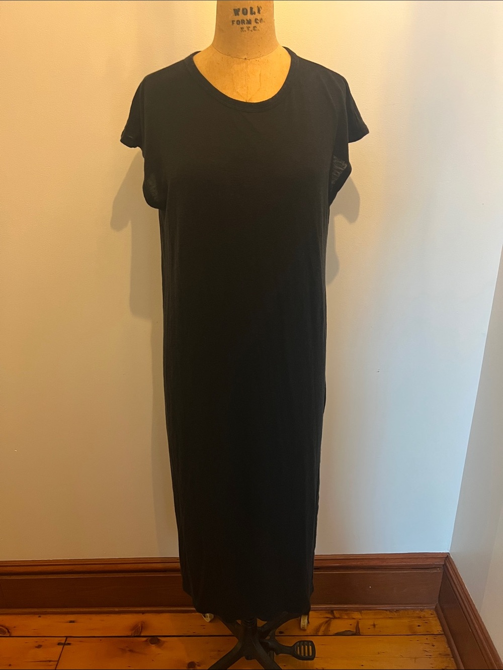 H&M Cotton Round Neck Cap Sleeve Maxi Dress Linen Blend L